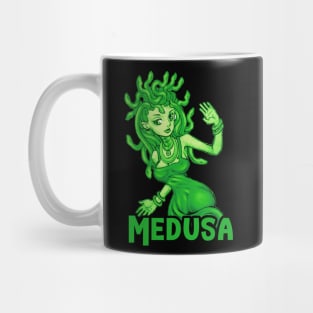 Cool and Cute Green Medusa Cartoon Mug